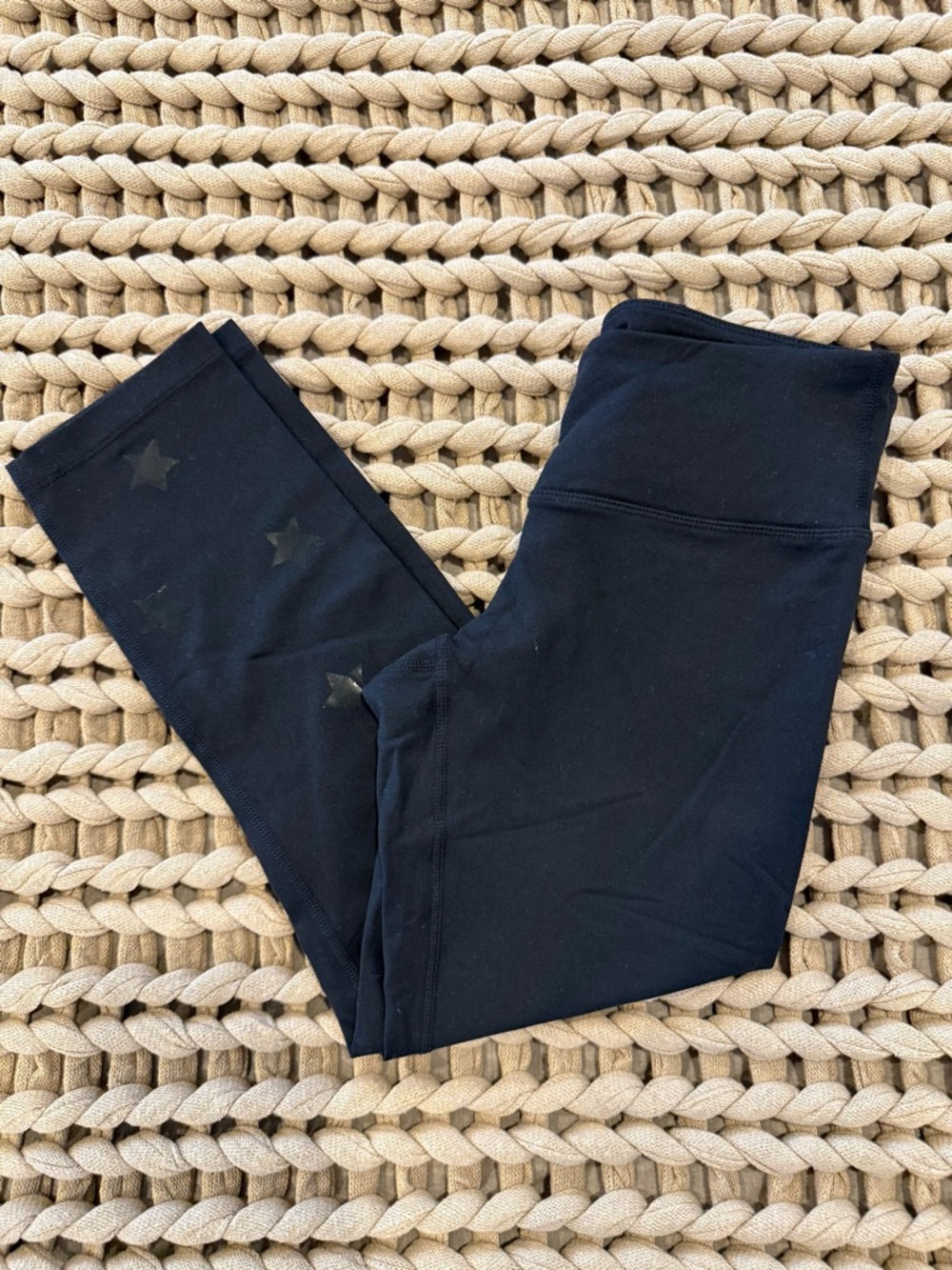 Spiritual Gangster Black Capri Leggings with Star Accents by Calf